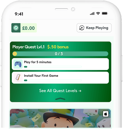 The Prograd app showing a Player Quest with rewards to earn.